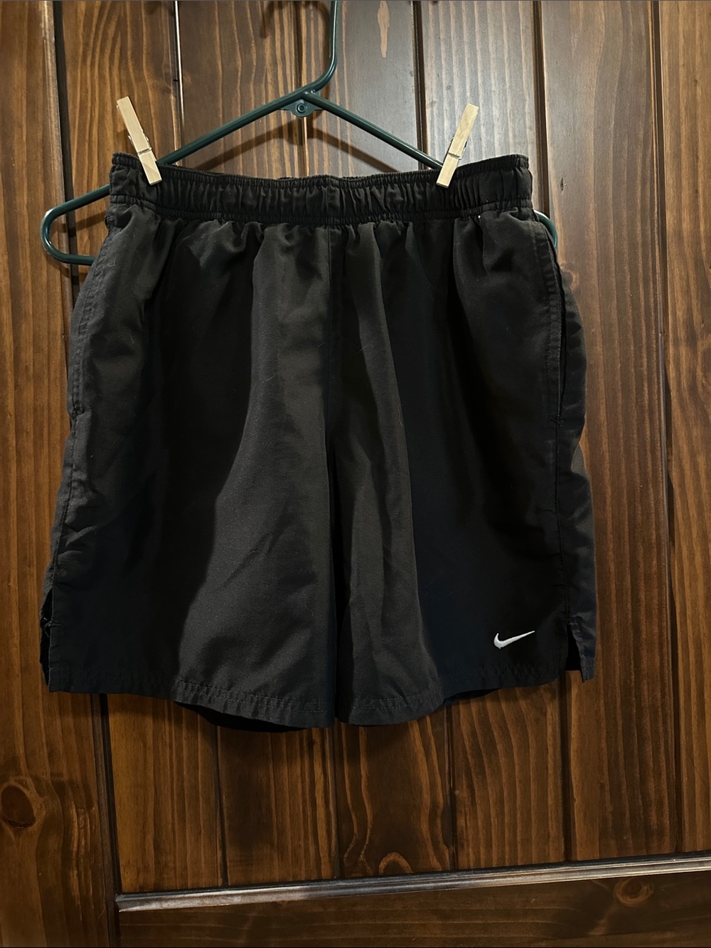 Nike Men’s Black Athletic Shorts with White Swoosh